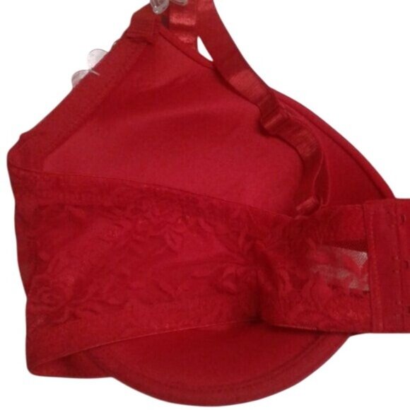 Inteco Intimate 32B Bra Push Up Red Rhinestone Accent Lace Adjustable Straps - Picture 5 of 11